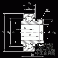 外球面球軸承 E40-KRR, 圓柱外圈，偏心鎖圈定位，兩側(cè) R 型密封
